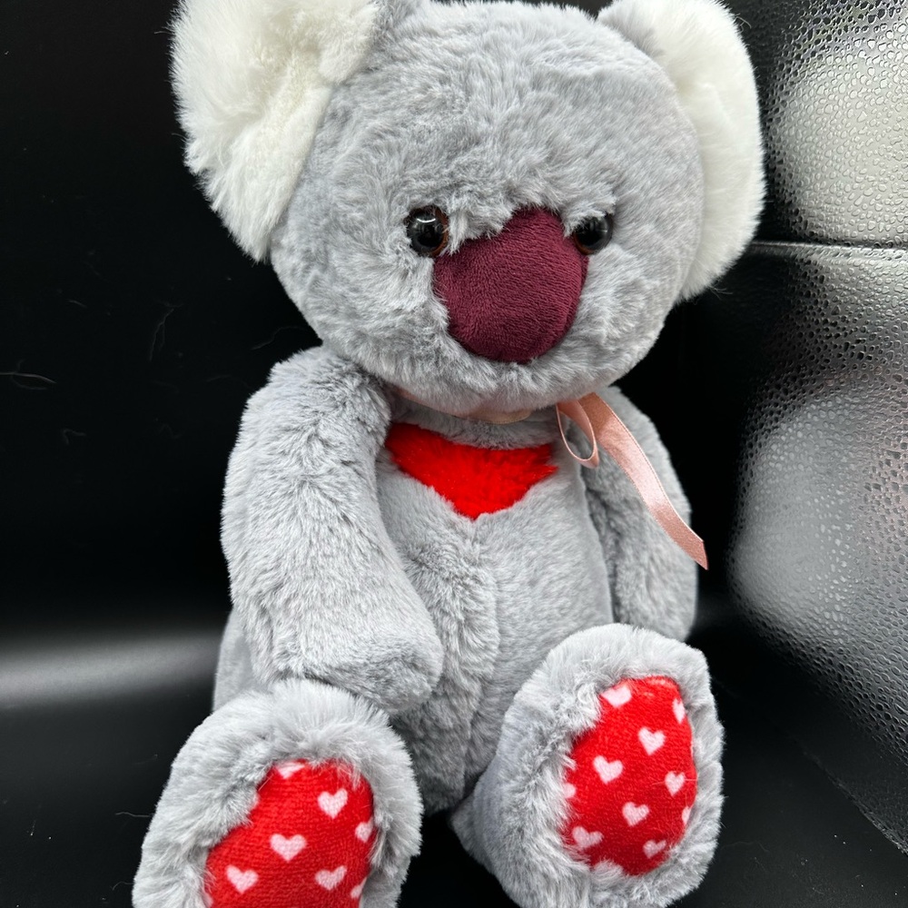 Koala Bear Plush Gray Heart World’s Softest Plush Stuffed Animal 15” Red Hearts - Picture 1 of 16